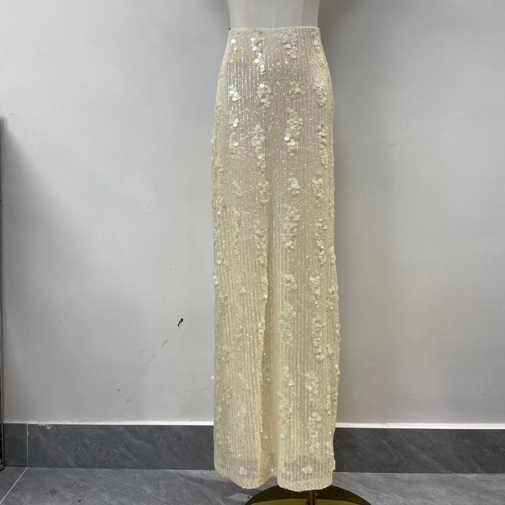 Roame Yves Skirt Ivory Sequin - Picture 6 of 9